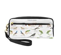 SamLng Beauty case riutilizzabile - Diversi tipi di pelle con stampa lucertola piccola borsa per il trucco da viaggio, organizer per articoli da toeletta con cerniera, nero, Taglia unica