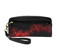 SamLng Beauty case riutilizzabile - Esplosione esplosione rosso nero stampa pelle piccola borsa per il trucco da viaggio, organizer per articoli da toeletta con cerniera, nero, Taglia unica