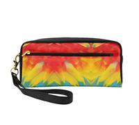 SamLng Beauty case riutilizzabile - Fantastica borsa per il trucco in pelle con stampa di piume di pappagallo, piccola borsa per il trucco da viaggio, organizer per articoli da toeletta con cerniera