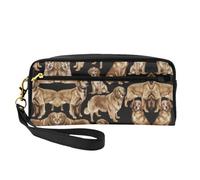 SamLng Beauty case riutilizzabile - Golden Retrievers stampa pelle piccola borsa per il trucco da viaggio, organizer per articoli da toeletta con cerniera, nero, Taglia unica