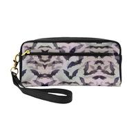 SamLng Beauty case riutilizzabile - Halloween pipistrelli grigio stampa piccola borsa per il trucco da viaggio, organizer per articoli da toeletta con cerniera, nero, Taglia unica