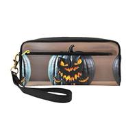 SamLng Beauty case riutilizzabile - Halloween pipistrello zucca stampa pelle piccola borsa per il trucco da viaggio, organizer per articoli da toeletta con cerniera, nero, Taglia unica