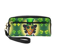 SamLng Beauty case riutilizzabile - Happy St Patrick's Day Print Leather Small Makeup Bag per viaggi, organizer per articoli da toeletta con cerniera, nero, Taglia unica