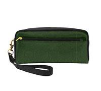 SamLng Beauty case riutilizzabile - Hunter Green Floral Petals Pattern Print Leather Small Makeup Bag per viaggi, organizer da toilette con cerniera, nero, Taglia unica