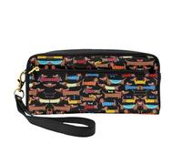 SamLng Beauty case riutilizzabile - I Love My Dog Bassotti stampa piccola borsa per il trucco da viaggio, organizer per articoli da toeletta con cerniera, nero, Taglia unica