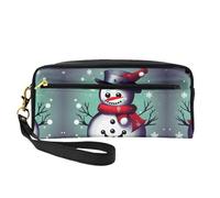 SamLng Beauty case riutilizzabile - Merry Christmas Day Pupazzo di neve stampa piccola borsa per il trucco da viaggio, organizer per articoli da toeletta con cerniera, nero, Taglia unica