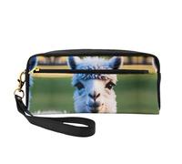 SamLng Beauty case riutilizzabile - Piccola borsa da viaggio in pelle con stampa di lama, organizer per articoli da toeletta con cerniera, nero, Taglia unica