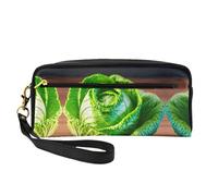 SamLng Beauty case riutilizzabile - Piccola borsa per il trucco in pelle con stampa cavolo brillante per viaggi, organizer per articoli da toeletta con cerniera, nero, Taglia unica