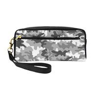 SamLng Beauty case riutilizzabile - Piccola borsa per il trucco in pelle con stampa mimetica digitale per viaggi, organizer per articoli da toeletta con cerniera, nero, Taglia unica