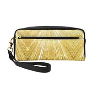 SamLng Beauty case riutilizzabile - Piccola borsa per il trucco in pelle con stampa oro Bling per viaggi, organizer per articoli da toeletta con cerniera, nero, Taglia unica