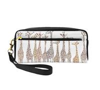 SamLng Beauty case riutilizzabile - Simpatica trousse in pelle con stampa di giraffe in stile cartone animato, piccola borsa per il trucco da viaggio, organizer per articoli da toeletta con cerniera