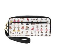 SamLng Beauty case riutilizzabile - Simpatica trousse in pelle stampata con chihuahua carlino, piccola borsa per il trucco da viaggio, organizer per articoli da toeletta con cerniera, nero, Taglia
