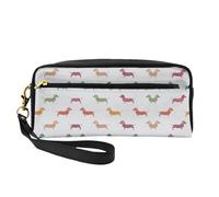 SamLng Beauty case riutilizzabile - Simpatico bassotto stampa cane in pelle piccola borsa per il trucco da viaggio, organizer per articoli da toeletta con cerniera, nero, Taglia unica