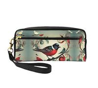 SamLng Beauty case riutilizzabile - Teal Birds nota musicale stampa piccola borsa per il trucco da viaggio, organizer per articoli da toeletta con cerniera, nero, Taglia unica