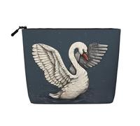 SamLng Beauty case versatile con cigno bianco, trousse in canapa finta, borsa per cosmetici riutilizzabile con sacchetto con cerniera, nero, Taglia unica