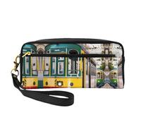 SamLng Borsa cosmetica riutilizzabile - lisbon tram stampa piccola borsa per il trucco da viaggio, organizer da toilette con cerniera, nero, Taglia unica