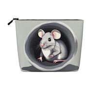 SamLng Borsa da toilette multiuso a forma di topo nel buco, in finta canapa, riutilizzabile, con tasca con cerniera, colore nero, One Size, Nero , taglia unica