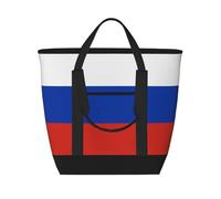 SamLng Borsa tote isolata con bandiera della Russia, riutilizzabile e regolabile, per lavoro, picnic, viaggi e attività all'aperto, nera, taglia unica