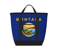 SamLng Borsa tote isolata con bandiera dello stato del Nebraska, riutilizzabile e regolabile, per lavoro, picnic, viaggi e attività all'aperto, nera, taglia unica