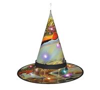 SamLng Brook - Cappello da strega per pesca alla trota, accessorio per costume di Halloween, feste in maschera e vestito cosplay da donna, berretto con luce LED