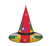 SamLng Cappello da strega con bandiera dell'Africa centrale, accessori per costume di Halloween, per feste, feste in maschera e vestito cosplay da donna, berretto con luce LED
