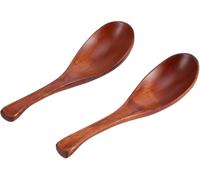SamLng Cucchiaio Legno per Zuppa 2 Pezzi Manico Corto, Posate in Legno Stile Giapponese per Riso Dessert Pentole e Cucina per Ristorante