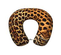 SamLng Cuscino da viaggio in memory foam con stampa leopardata, comodo supporto per il collo a forma di U per viaggi su strada, sonnellini in ufficio e molto altro ancora