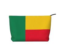 SamLng Flag of Benin - Trousse in velluto a coste con cerniera, organizer per cosmetici e articoli da toeletta, pratica borsa per trucco da donna, colore nero, taglia unica