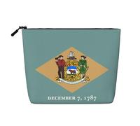 SamLng Flag of Delaware Organizer versatile per articoli da toeletta: borsa per trucchi in canapa finta, borsa da viaggio per accessori per il trucco, nera, taglia unica