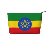 SamLng Flag of Ethiopia - Trousse in velluto a coste con cerniera, organizer per cosmetici e articoli da toeletta - Pratica borsa per trucco da donna, nera, taglia unica