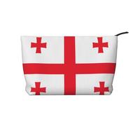 SamLng Flag of Georgia - Trousse in velluto a coste con cerniera, organizer per cosmetici e articoli da toeletta - Pratica borsa per trucco da donna, nera, taglia unica
