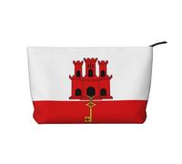 SamLng Flag of Gibraltar - Trousse in velluto a coste con cerniera, organizer per cosmetici e articoli da toeletta - Pratica borsa per trucco da donna, nera, taglia unica