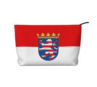 SamLng Flag of Hesse - Trousse in velluto a coste, organizer per cosmetici e articoli da toeletta con cerniera, pratica borsa per trucco da donna, colore nero, taglia unica