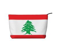 SamLng Flag of Lebanon - Trousse in velluto a coste con cerniera per cosmetici e articoli da toeletta - Pratica borsa per trucco da donna, nera, taglia unica