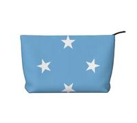 SamLng Flag of Micronesia - Trousse in velluto a coste con cerniera, organizer per cosmetici e articoli da toeletta - Pratica borsa per trucco da donna, nera, taglia unica