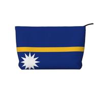 SamLng Flag of Nauru - Trousse per trucchi in velluto a coste, con cerniera, organizer per cosmetici e articoli da toeletta, pratica borsa per trucco da donna, colore nero, taglia unica