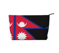 SamLng Flag of Nepal - Trousse in velluto a coste con cerniera, organizer per cosmetici e articoli da toeletta, pratica borsa per trucco da donna, colore nero, taglia unica