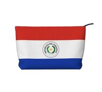 SamLng Flag of Paraguay - Trousse in velluto a coste con cerniera, organizer per cosmetici e articoli da toeletta - Pratica borsa per trucco da donna, nera, taglia unica