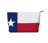 SamLng Flag of Texas - Beauty case in velluto a coste con cerniera, organizer per cosmetici e articoli da toeletta, pratica borsa per trucco da donna, colore nero, taglia unica