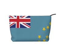 SamLng Flag of Tuvalu - Trousse per trucchi in velluto a coste, con cerniera, organizer per cosmetici e articoli da toeletta - Pratica borsa per trucco da donna, nera, taglia unica