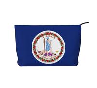 SamLng Flag of Virginia - Trousse in velluto a coste con cerniera, organizer per cosmetici e articoli da toeletta - Pratica borsa per trucco da donna, nera, taglia unica