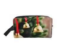 SamLng Grande borsa cosmetica da viaggio - Albero di Natale e campane design a stampa piena, organizer portatile per articoli da toeletta, borsa multiuso per trucco, bianco, Taglia unica