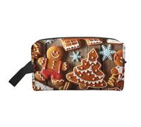 SamLng Grande borsa cosmetica da viaggio, con stampa di biscotti di pan di zenzero, organizer portatile per articoli da toeletta, borsa multiuso per trucco, bianco, Taglia unica