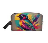 SamLng Grande borsa cosmetica da viaggio - Design colorato con stampa di uccellini, organizer portatile per articoli da toeletta, astuccio multiuso per trucco, bianco, taglia unica, bianco, Taglia