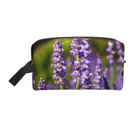 SamLng Grande borsa cosmetica da viaggio - Design con stampa completa di fiori di lavanda, organizer portatile per articoli da toeletta, astuccio multiuso per trucco, bianco, taglia unica, Bianco, One