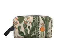 SamLng Grande borsa cosmetica da viaggio - Design con stampa di cactus verde, organizer portatile per articoli da toeletta, borsa multiuso per trucco, bianco, Taglia unica