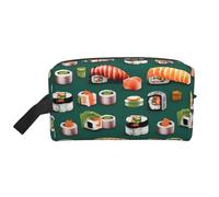 SamLng Grande borsa cosmetica da viaggio - Design con stampa di cibo sushi, organizer portatile per articoli da toeletta, borsa multiuso per trucco, bianca, taglia unica, Bianco, One Size