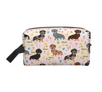 SamLng Grande borsa cosmetica da viaggio - design con stampa di fiori di cane, organizer portatile per articoli da toeletta, astuccio multiuso per trucco, bianco, taglia unica, Bianco, One Size