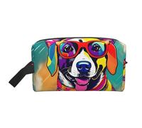 SamLng Grande borsa cosmetica da viaggio - design divertente con cane stampato, organizer portatile per articoli da toeletta, borsa multiuso per trucco, bianca, taglia unica, Bianco, One Size