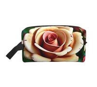 SamLng Grande borsa cosmetica da viaggio - Design rustico con stampa a fiori di rosa, organizer portatile per articoli da toeletta, astuccio multiuso per trucco, bianco, taglia unica, bianco, Taglia